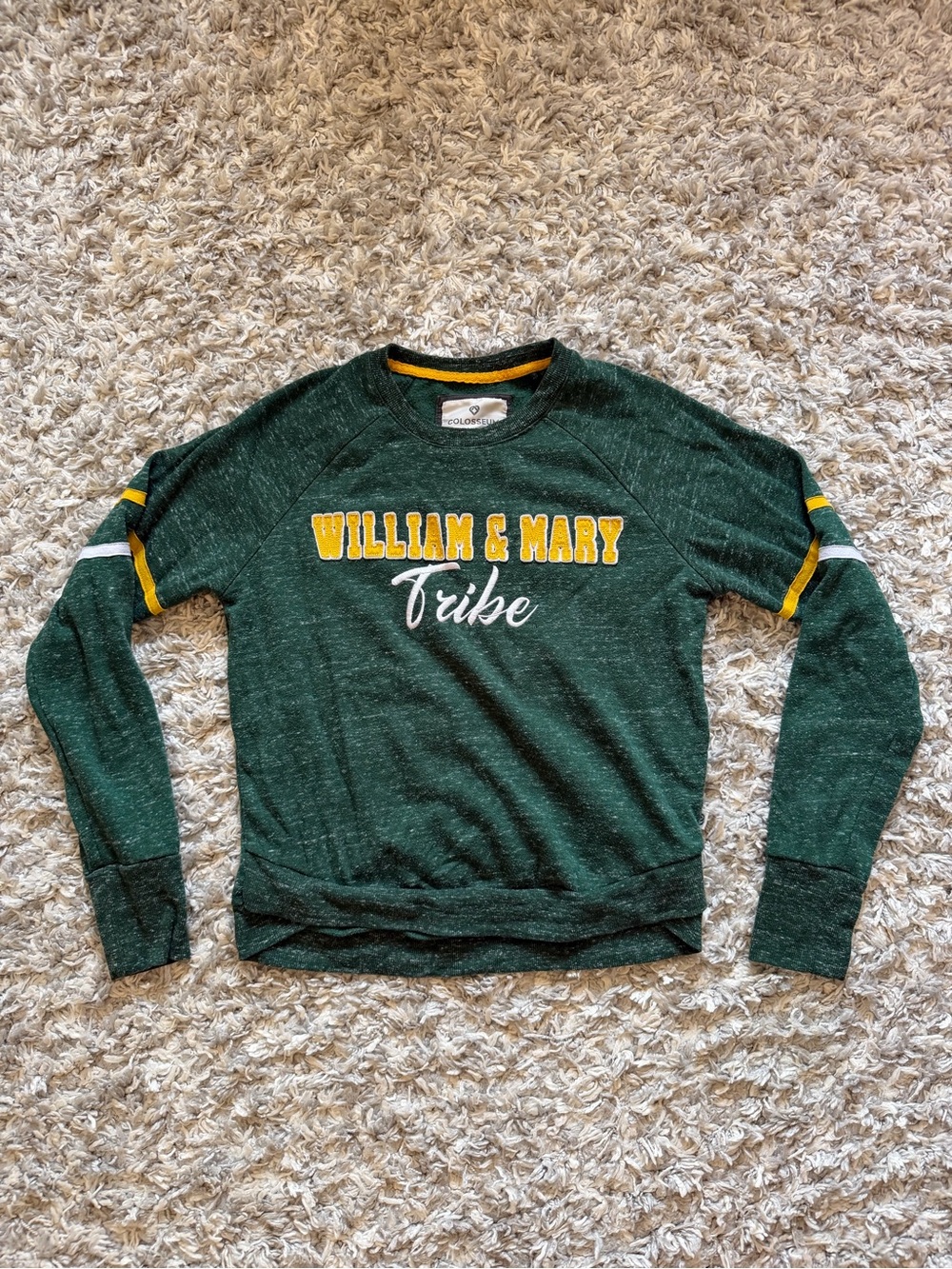 Colosseum William & Mary Green Crewneck with Yellow & White Details